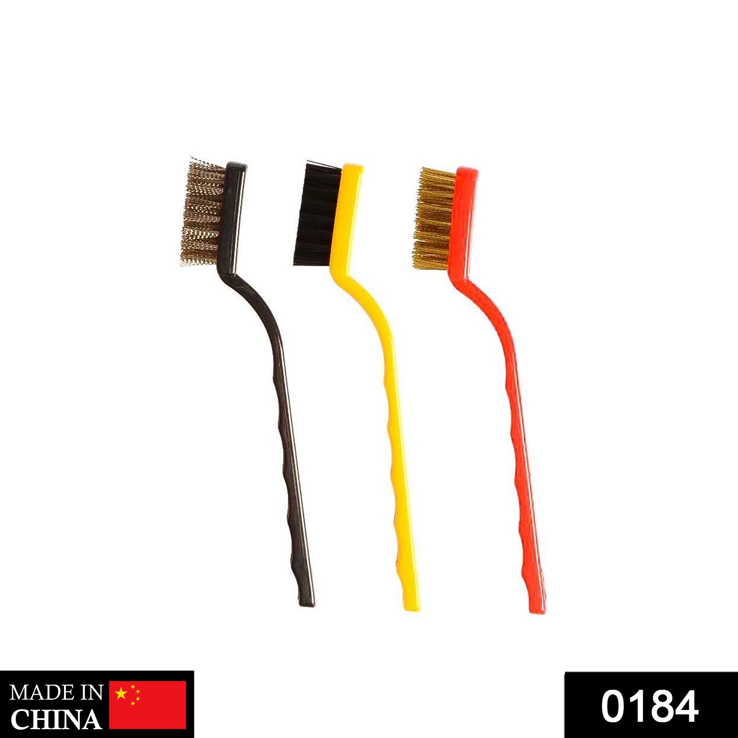 184 -3 Pc Mini Wire Brush Set (Brass, Nylon, Stainless Steel Bristles) 