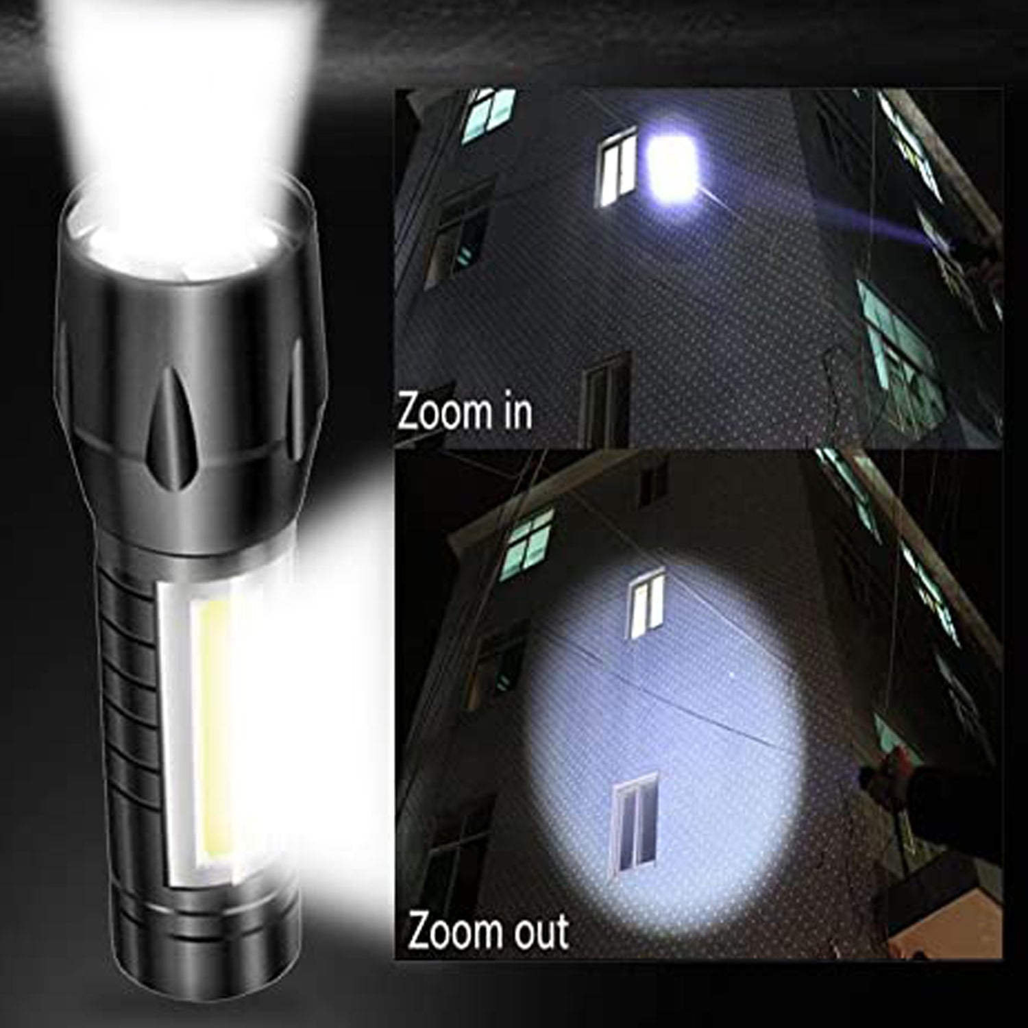 7528  Mini Search Rechargeable LED Long Range Flashlight Emergency Light Torch 