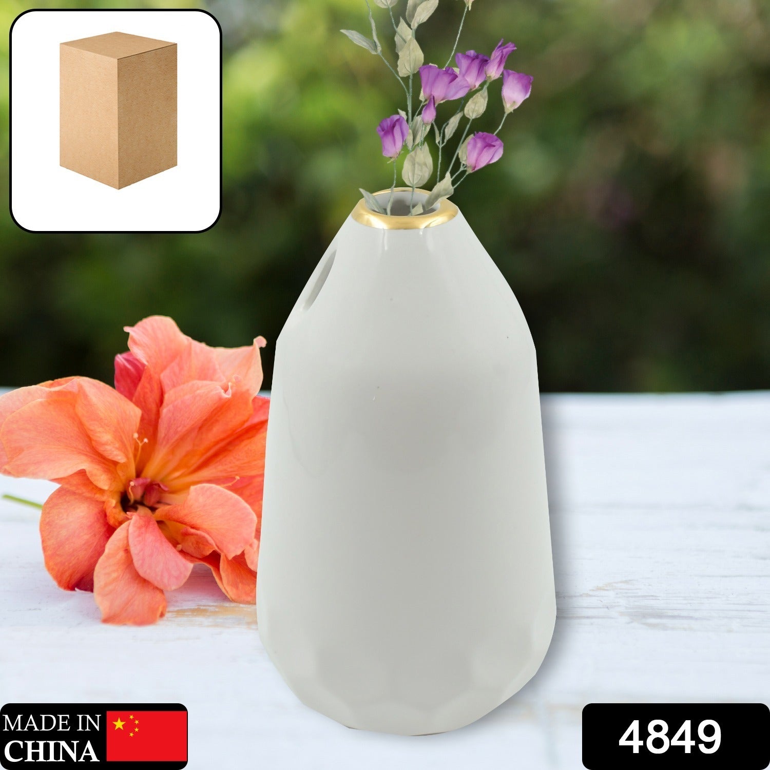 4849 Ceramic Vase / Pot, Flower Vase Flower Arrangement Container Centerpiece Plant Vase Rustic Vase Porch Vase Decor for Shelves Decorative Vase (Without Flower / 1 pc)