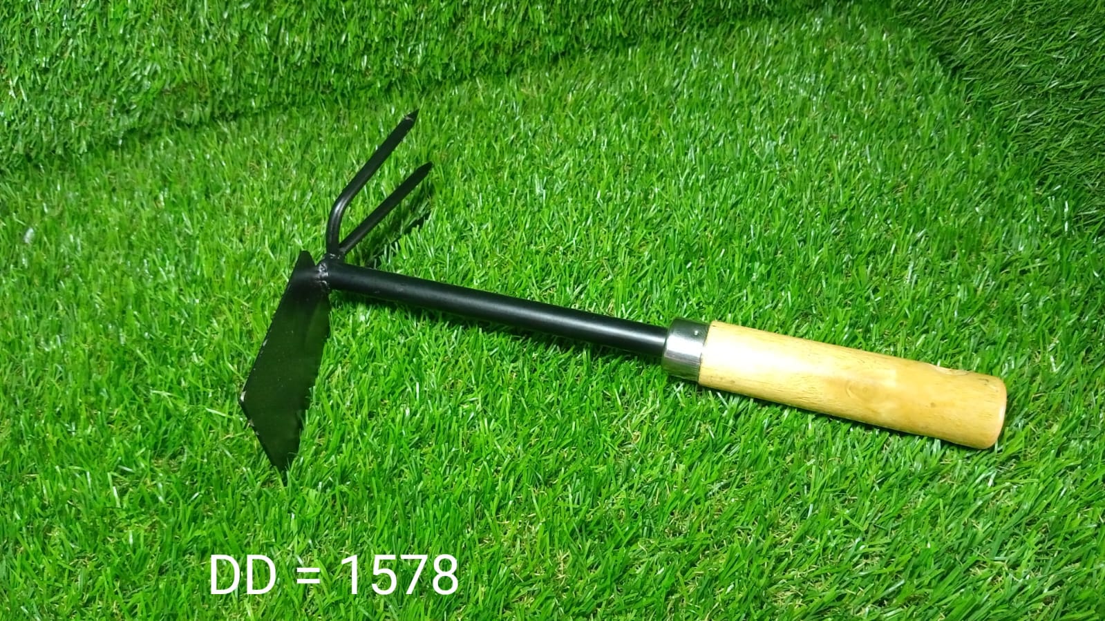 1578 2 in 1 Double Hoe Gardening Tool with Wooden Handle 