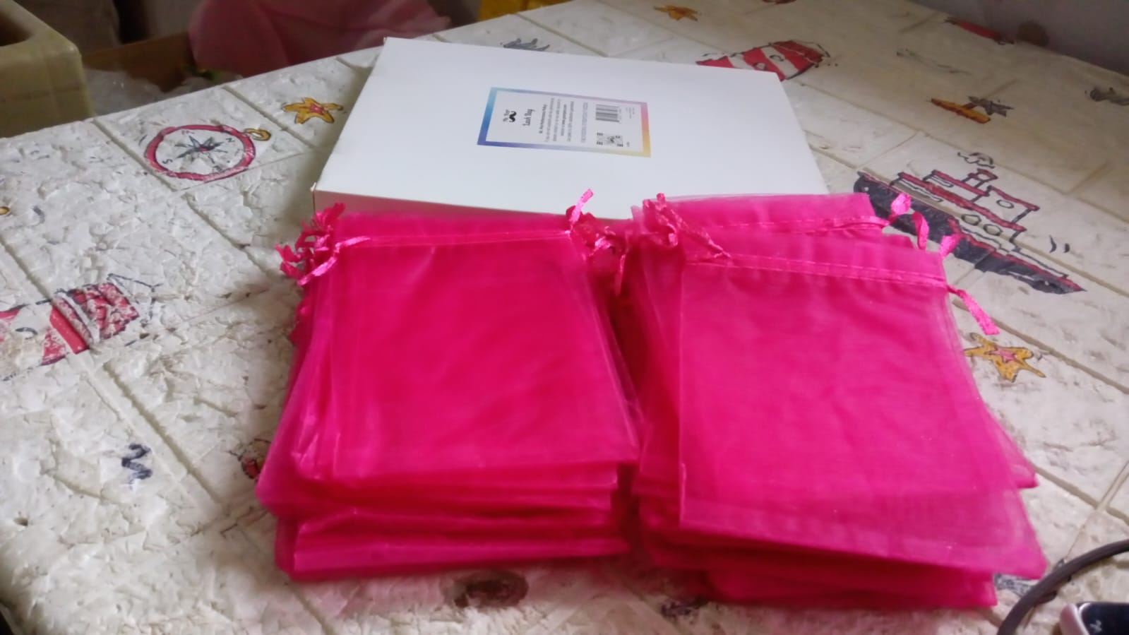 8019 Organza Gift Bags Small Mesh Bags Drawstring Gift Bags Christmas Drawstring Organza Gift Bags, Wedding Party Festival Gift Bags (50 Pcs Set)