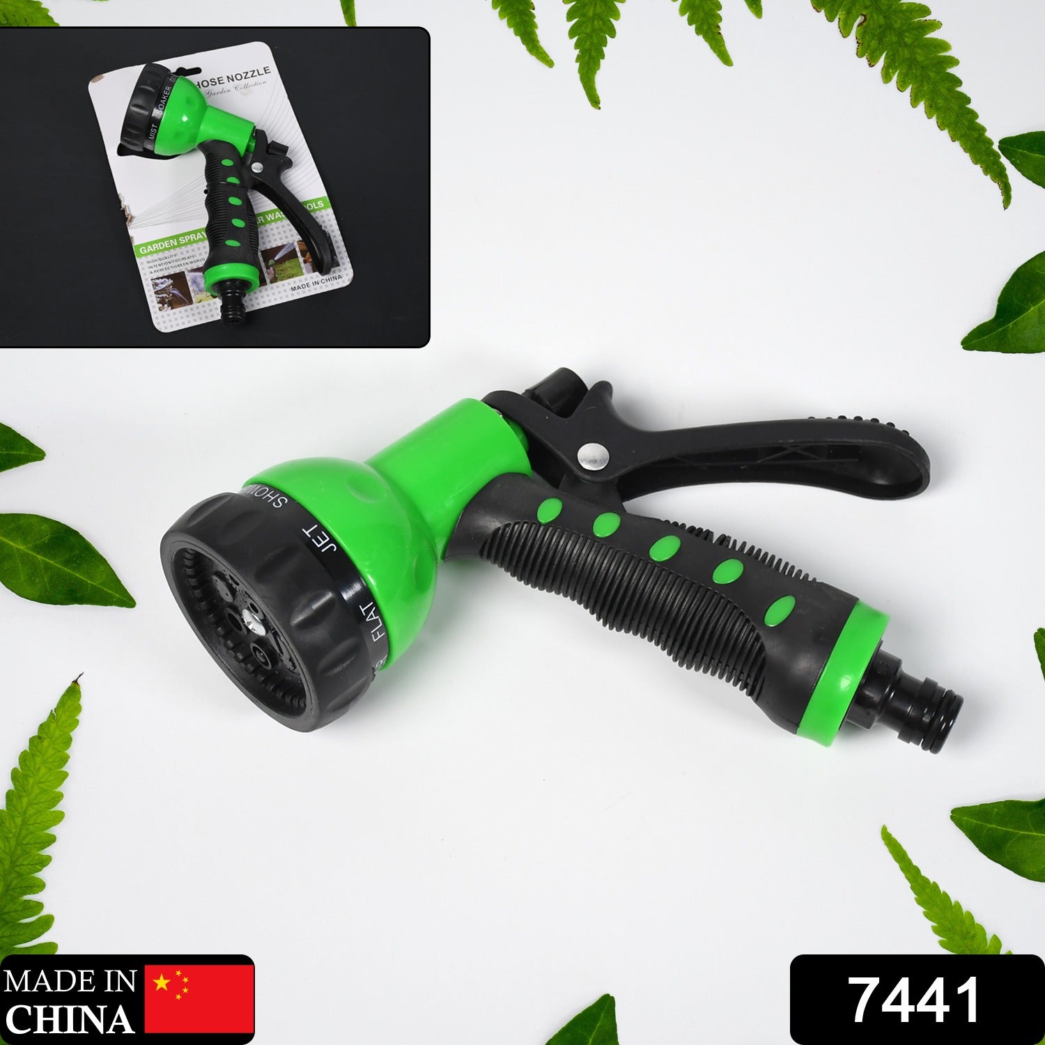 7441 Hose Nozzle Garden Hose Nozzle Hose Spray Nozzle with 8 Adjustable Patterns Front Trigger Hose Sprayer Heavy Duty Metal Water Hose Nozzle for Cleaning, Watering, Washing, Bathing 